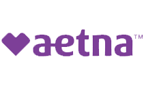 The image displays a logo with the text  Aetna  prominently featured, accompanied by a purple heart symbol and the word  aetna  written below it in lowercase letters.